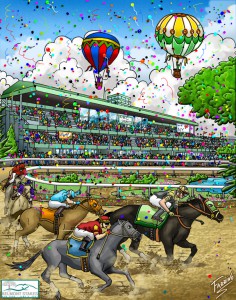 Artwork of the 2007 Belmont Stakes by Charles Fazzino