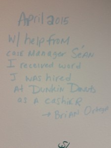 A board with the story Brian, helped by CHOICE to get a job