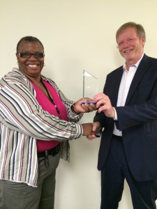 Kimrita Hill receiving the February 2016 Employee of the Month Award