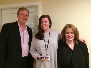 Sarah Shenefield receiving the January 2016 Employee of the Month award 