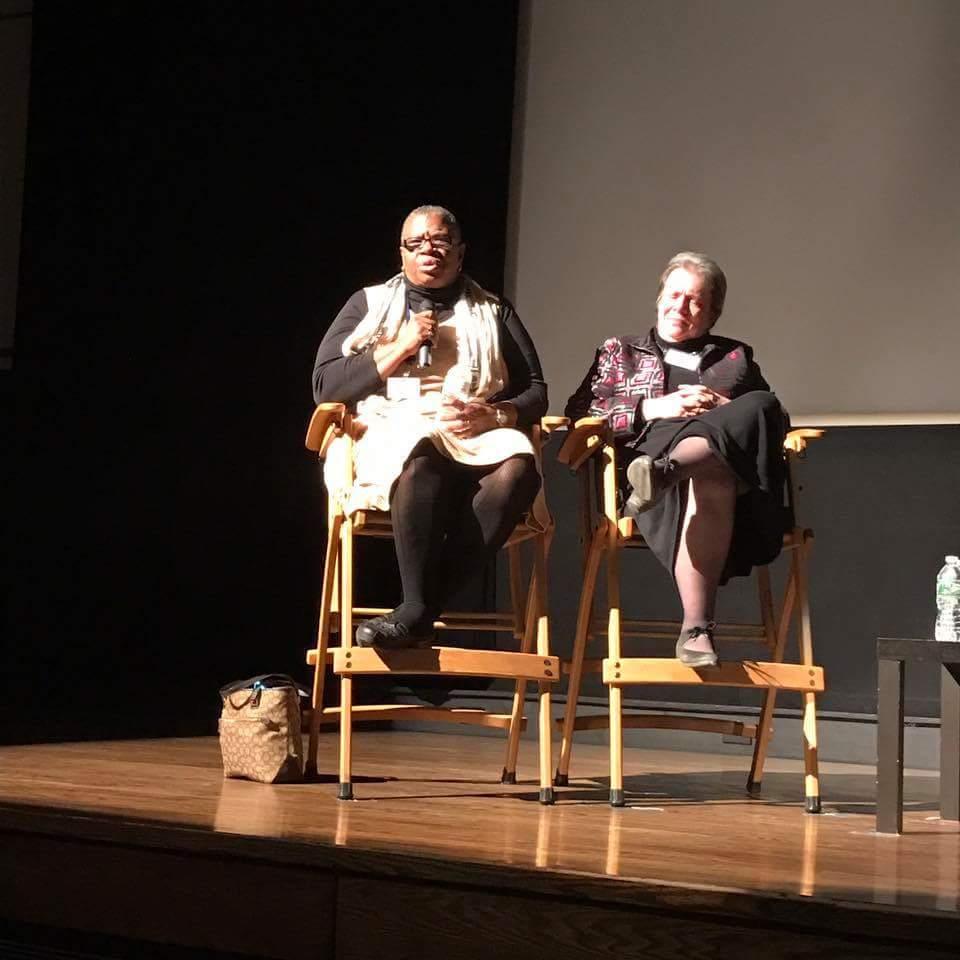 Kimrita Hill on a panel discussion discussing mental wellness after a screening of the film, People Say I'm Crazy